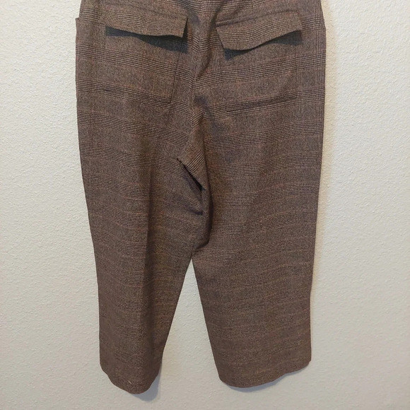 Cabi Brown Plaid Cropped Wide Leg Trousers Size 8 Preppy Classic Academia - Picture 3 of 8